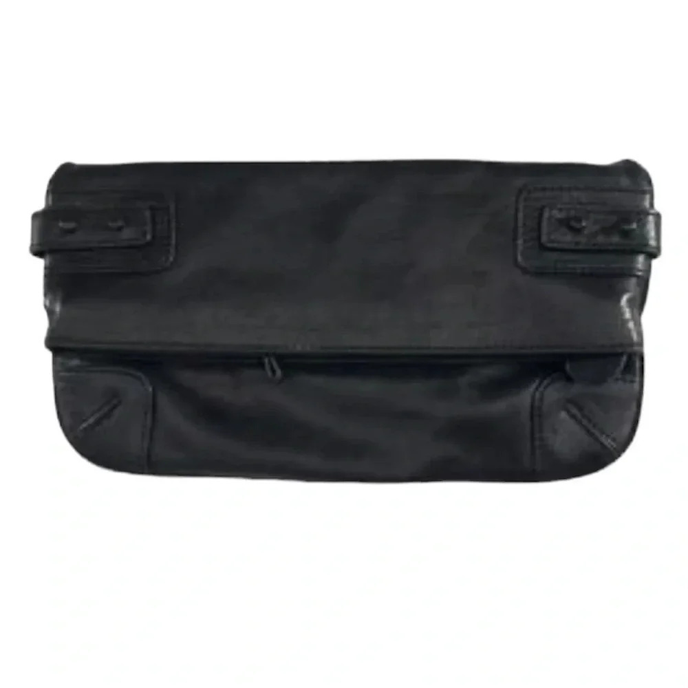 Club Monaco Black Leather Gem Clutch